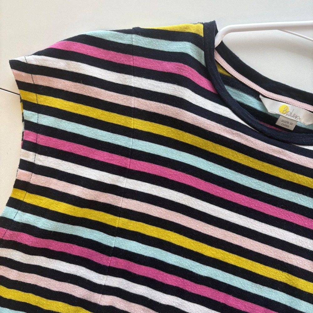 Boden Striped Jersey Dress Womens 4R Multi Color Short Sleeve Cotton D0143